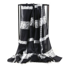 Fashion silk Chiffon Lace print Woman Scarf